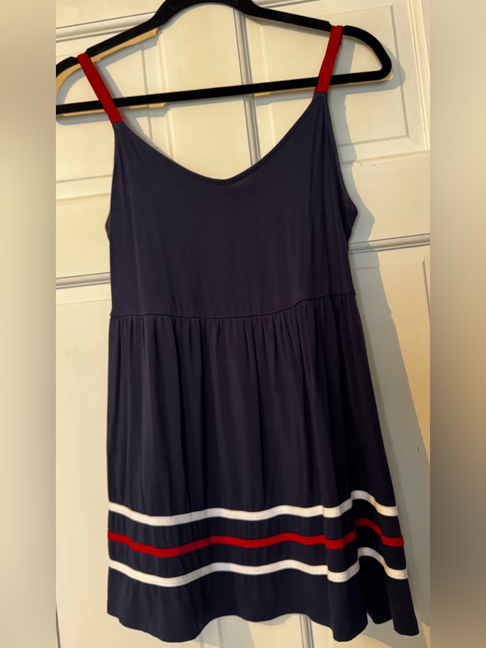 Torrid Navy Babydoll Top with Red and White Stripes